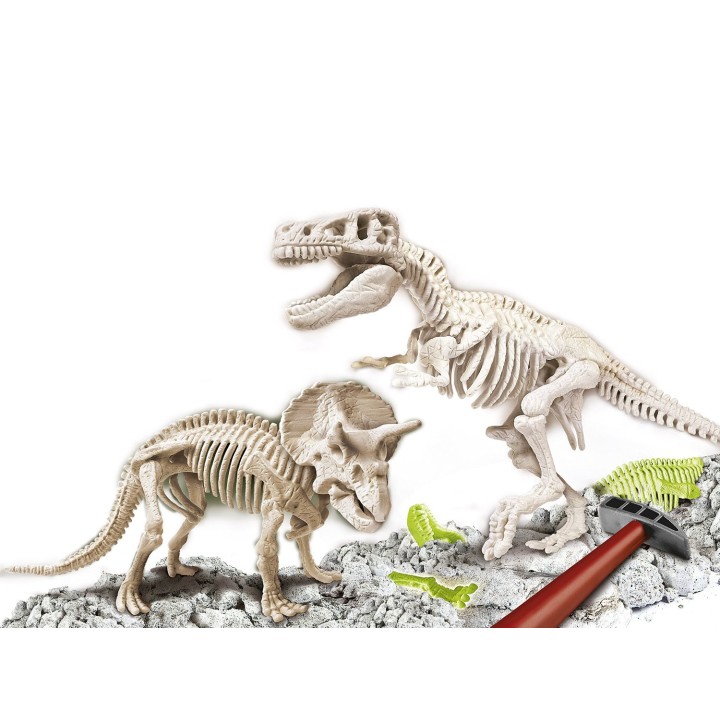 ARQUEOJUGANDO 2 EN 1 T-REX Y TRICERATOPS FLUORESCENTE | Manualidades | Set Construcción