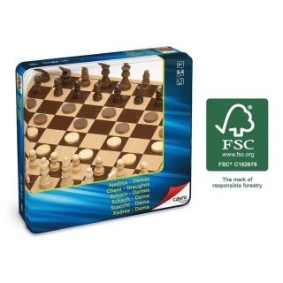 AJEDREZ - DAMAS DE MADERA CAJA DE METAL | Juego Clásico | Edición Coleccionista