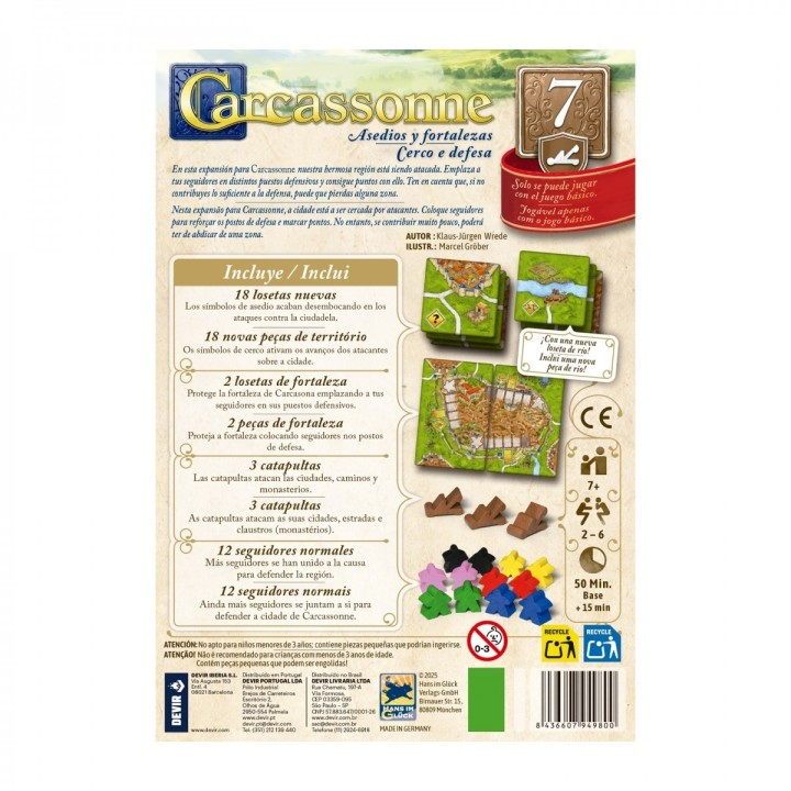 CARCASSONNE EXP.7 - ASEDIOS Y FORTALEZAS | Expansión Juego de Mesa | Juego de Mesa Estrategia