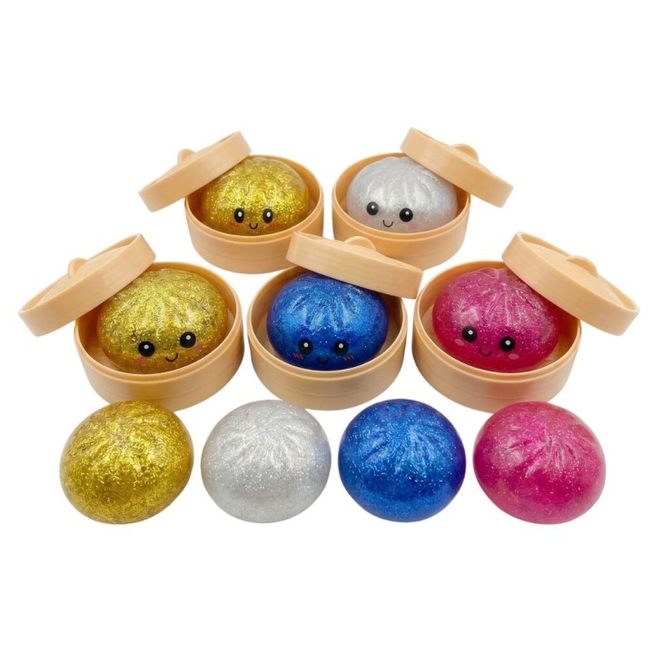 DISPLAY 12 DUMPLING SQUISHY GLITTER 10CM | Peluche | Coleccionable