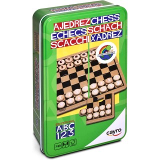 AJEDREZ TRAVEL CAJA METAL FSC 100% | Juego Clásico | Juego de Viaje