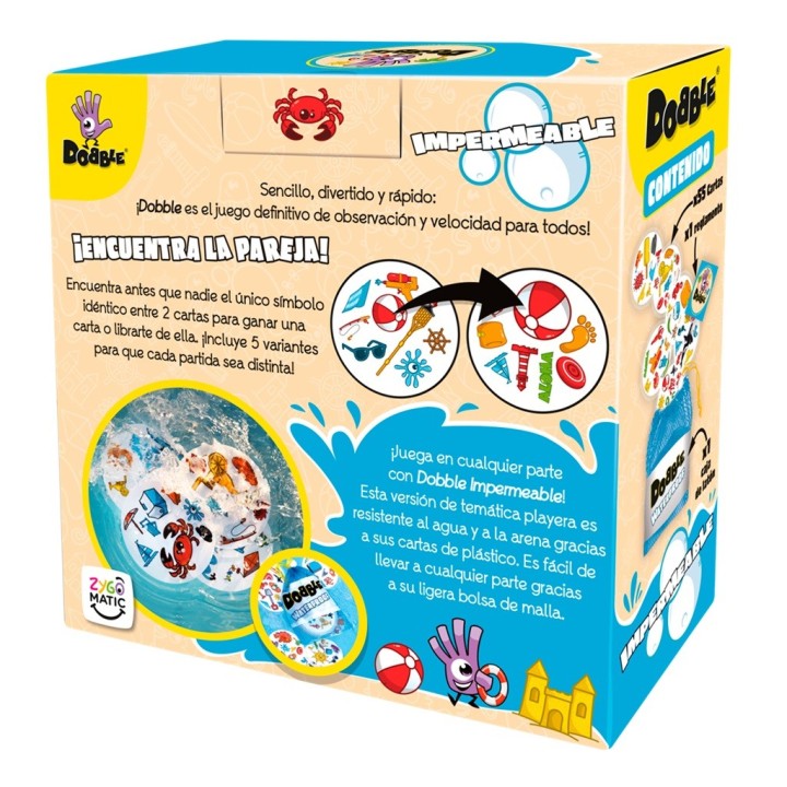 Dobble Impermeable | Juego de Cartas Familiar | Juego de Viaje