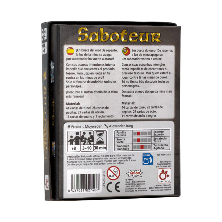SABOTEUR (JUEGO BASE) | Juego de Cartas Familiar | Juego de Bluf