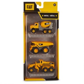 BLISTER 3 VEHICULOS DE METAL CATERPILLAR - CAMION, NIVELADORA Y MEZCLADORA